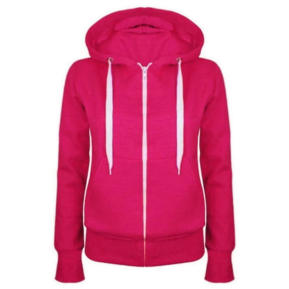 VEKDONE Junior Sweatshirts Hoodies Zip Front Womens Long Sleeve Sweatshirt Zip Up Casual Hoodies Pullover Tops Lightweight Sweatshirt with Pocket Hot Pink L