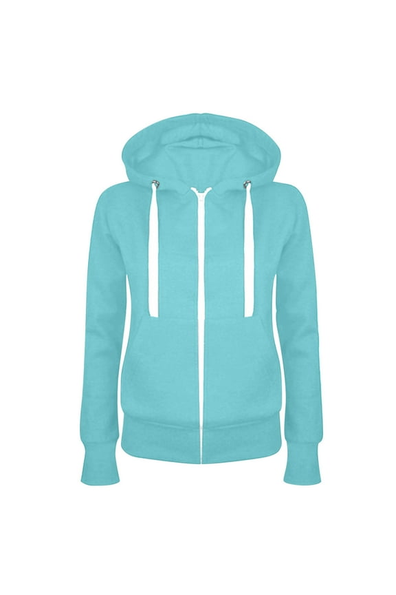 Junior Sweatshirts Hoodies Zip Front Womens Long Sleeve Sweatshirt Zip Up Casual Hoodies Pullover Tops Lightweight Sweatshirt with Pocket Light Blue L