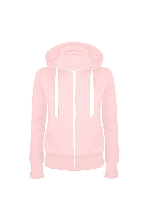 Junior Sweatshirts Hoodies Zip Front Womens Long Sleeve Sweatshirt Zip Up Casual Hoodies Pullover Tops Lightweight Sweatshirt with Pocket Pink S