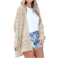 thumbnail image 1 of VEKDONE Lightweight Crochet Cardigan for Women Long Sleeve Open Front Knit Oversized Cardigans Sweaters Casual Loose Hollow Out Solid Color Jackets, 1 of 6