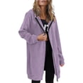 thumbnail image 1 of VEKDONE Long Hoodies for Women Full Zip Up Hoodie Jackets Oversized Loose Fit Sweatshirt Coats Hooded Sweatshirts Fall/Winter Thin Fleece Coat, 1 of 9