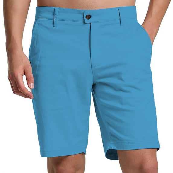 VEKDONE Men's Dress Shorts Button Zipper Work Shorts with Pockets Solid Color Slim Fit Suit Shorts Casual Lightweight Golf Shorts