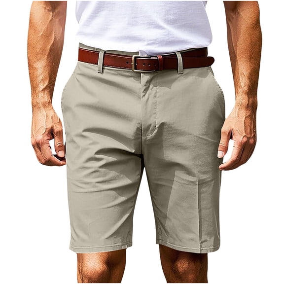 VEKDONE Men's Stretch Golf Shorts Flat Front Dress Shorts Summer Lightweight Bermuda Shorts Solid Color Casual Button Zipper Shorts with Pockets