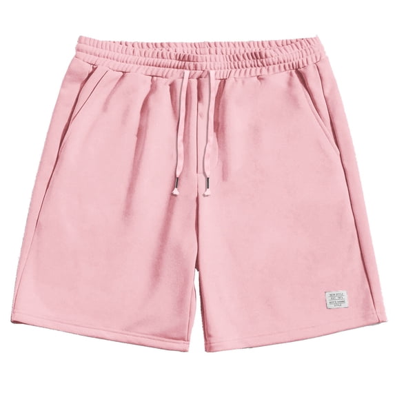 VEKDONE Men's Sweat Shorts Casual Elastic Waist Drawstring Running Workout Short Pants Summer Loose Fit Lightweight Beach Shorts with Pockets Pink S