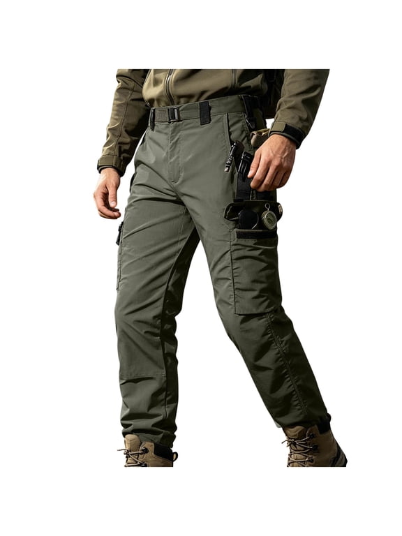 Mens Cargo Pant Outdoor Windproof Work Trousers Fall Hiking Camping Cargo Long Pants with Multiple Pockets