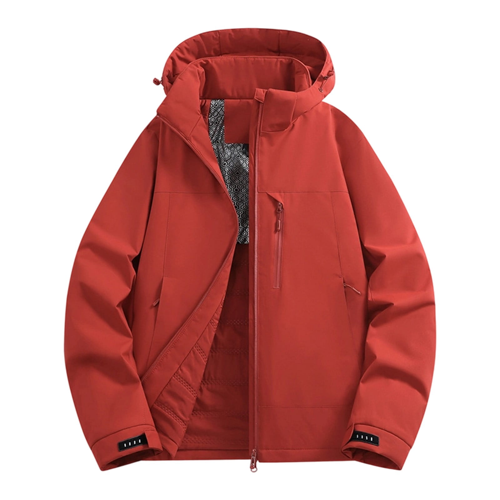 VEKDONE Mens Fleece Rain Jackets Hooded Drawstring Zip Up Oversized ...
