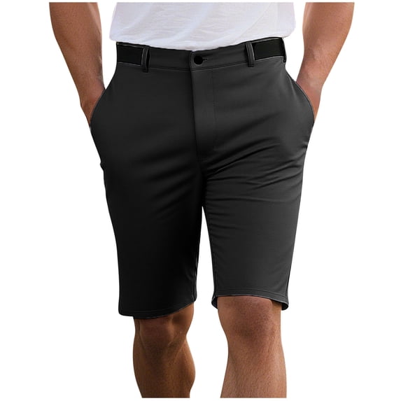 VEKDONE Mens Golf Dress Shorts Flat Front Quick Dry Suit Shorts Summer Stretch Lightweight Work Shorts with Pockets Solid Color Business Office Shorts Black M