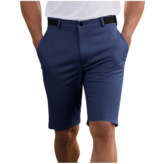 VEKDONE Mens Golf Dress Shorts Flat Front Quick Dry Suit Shorts Summer Stretch Lightweight Work Shorts with Pockets Solid Color Business Office Shorts Navy L