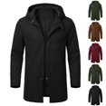VEKDONE Mens Hooded Jacket Fake 2 Piece Zip Up Windbreaker Long Sleeve ...