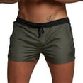 thumbnail image 1 of VEKDONE Mens Quick Dry Athletic Shorts Solid Color Patchwork Drawstring Swim Trunks with Zipper Pockets Summer Elastic Waisted Workout Shorts for Outdoor Gym Basketball Army Green XXL, 1 of 4
