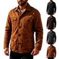thumbnail image 1 of VEKDONE Mens Sherpa Lined Cargo Jackets Collar Button Down Jacket Warm Thick Fleece Lined Coat Fall Winter Trendy Clothing for Cold Weather, 1 of 5
