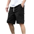 thumbnail image 1 of VEKDONE Mens Shorts Twill Cargo Shorts Elastic Waist Drawstring Shorts Solid Color Loose Cargo Stretch Short Bermuda Shorts with Multi Pockets, 1 of 7