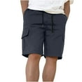 thumbnail image 1 of VEKDONE Mens Solid Color Cargo Shorts Drawstring Knee Length Shorts Casual Outdoor Multi Pockets Workwear Lounge Shorts, 1 of 5