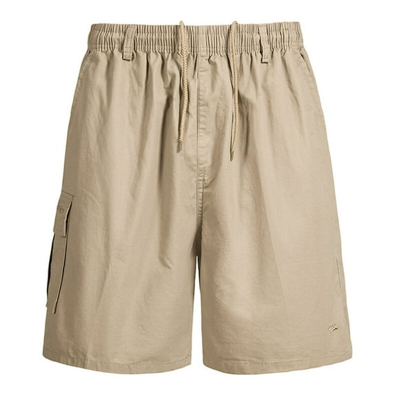 VEKDONE Mens Twill Cargo Shorts Elastic Waisted Drawstring Work Pants Big And Tall Solid Color Shorts with Pockets Casual Loose Outdoor Shorts