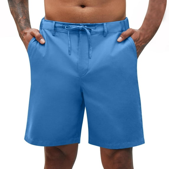 VEKDONE Mens Twill Cargo Shorts Solid Color Drawstring Dress Shorts Summer Casual Loose Work Shorts Outdoor Straight Leg Shorts with Pockets