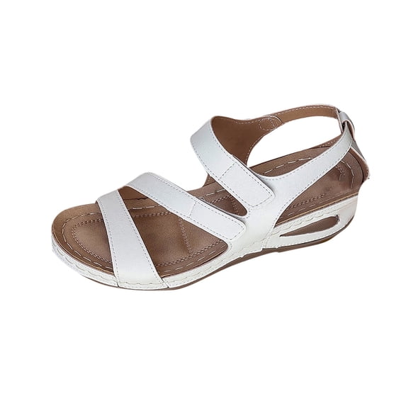 VEKDONE Outdoor Sandals for Women Women's Fashion Casual Spring And Summer New Solid Color Round Toe Open Toe Wedge Sandals
