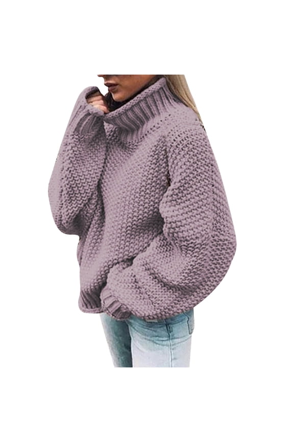 Oversized Plus Size Cable Knit Chunky Sweaters for Women Fall Winter Long Sleeve Warm Knitwear Lounge Solid Color Turtle Neck Comfy Clothes Going Out Tops