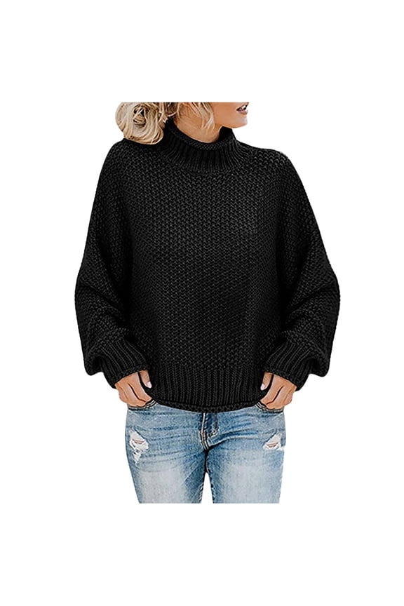 Oversized Plus Size Cable Knit Chunky Sweaters for Women Fall Winter Long Sleeve Warm Knitwear Lounge Solid Color Turtle Neck Comfy Clothes Going Out Tops