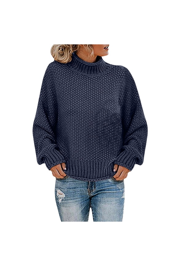 Oversized Plus Size Cable Knit Chunky Sweaters for Women Fall Winter Long Sleeve Warm Knitwear Lounge Solid Color Turtle Neck Comfy Clothes Going Out Tops
