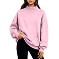 thumbnail image 1 of VEKDONE Oversized Sweatshirts for Women Fall Drop Shoulder Long Seeve Mock Neck Sweatshirt Solid Color Loose Fit Comfy Pullover Top with Pockets Pink L, 1 of 8