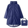thumbnail image 1 of VEKDONE Packable Rain Jacket Women Hooded Long Windproof Waterproof Rain Jackets Knee Length Rain Coat with Pockets Full Zipper Up Outdoor Windbreaker, 1 of 3