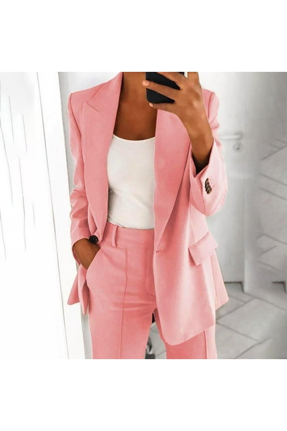 Pink Blazer for Women Plus Size Fall Casual Loose Fit Open Front Blazer Coat Work Office Jacket 2026 S-5XL