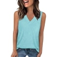 thumbnail image 1 of VEKDONE Plus Size Tank Tops for Women Summer Sleeveless V Neck T Shirts Trendy Solid Color Basic Tees Casual Loose Fit Tanks Light Blue XXXL, 1 of 9
