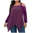 thumbnail image 1 of VEKDONE Plus Size Tops for Women Cold Shoulder Sexy Tops Fall Long Sleeve Sequins Tops Fashion Irregular Hem Loose Party Blouse, 1 of 7