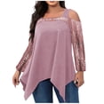 thumbnail image 1 of VEKDONE Plus Size Tops for Women Cold Shoulder Sexy Tops Fall Long Sleeve Sequins Tops Fashion Irregular Hem Loose Party Blouse, 1 of 7