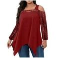 thumbnail image 1 of VEKDONE Plus Size Tops for Women Cold Shoulder Sexy Tops Fall Long Sleeve Sequins Tops Fashion Irregular Hem Loose Party Blouse, 1 of 7