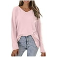 thumbnail image 1 of VEKDONE Plus Size Waffle Shirts for Women 2025 Long Sleeve V-neck Tunics Tops Solid Color Loose Fit Outwear Fall Lightweight Soft Pullover Blouse, 1 of 5