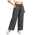 thumbnail image 1 of VEKDONE Plus Size Wide Leg Pants for Women Elastic Waist Drawstring Long Pants Summer Loose Fit Lightweight Daily Office Pants with Pockets Gray XXXXXL, 1 of 6