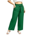 thumbnail image 1 of VEKDONE Plus Size Wide Leg Pants for Women Elastic Waist Drawstring Long Pants Summer Loose Fit Lightweight Daily Office Pants with Pockets Green XXXXXL, 1 of 6