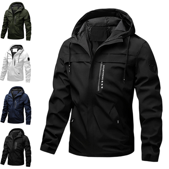VEKDONE Plus Size Windbreaker Jackets for Men Hooded Full Zip Up Jacket Drawstring Water Resistant Loose Fit Coat Outdoor Hiking and Daily Commuting Clothing