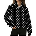 thumbnail image 1 of VEKDONE Polka Dot Print Sweatshirts for Women Raglan Long Sleeve Zipper Stand Neck Cropped Sweatshirt Casual Loose Fit Lightweight Thin Fleece Pullover Tops, 1 of 5
