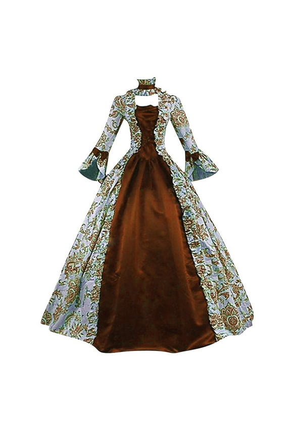 Women's Royal Renaissance Dress Plus Size Retro Victorian Costumes Medieval Dresses Floor Length Dress