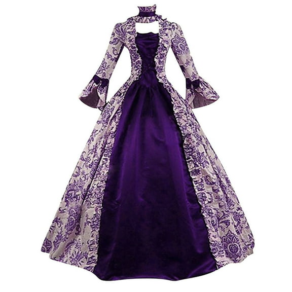VEKDONE Women's Royal Renaissance Dress Plus Size Retro Victorian Costumes Medieval Dresses Floor Length Dress