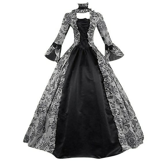 VEKDONE Prime Day Deals 2025 Clearance Women's Royal Renaissance Dress Plus Size Retro Victorian Costumes Medieval Dresses Floor Length Dress