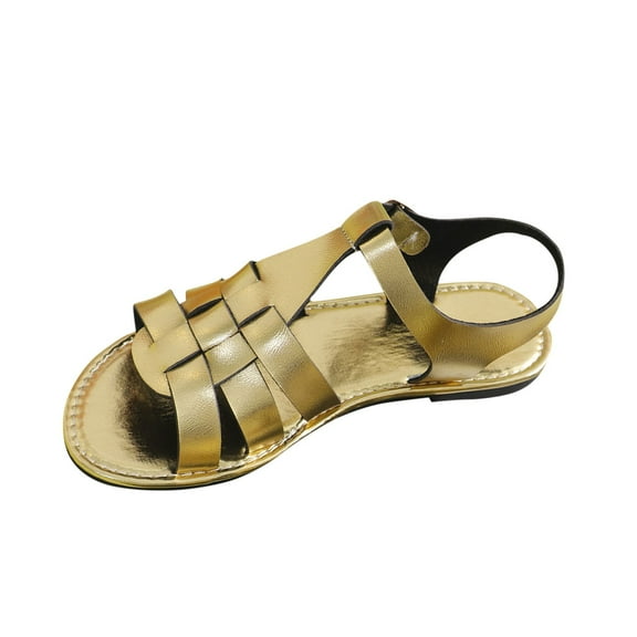 VEKDONE Sandals for Women Women's Fashion Casual Summer New Large Size Flat Buckle Hollow Open Toe Beach Sandals