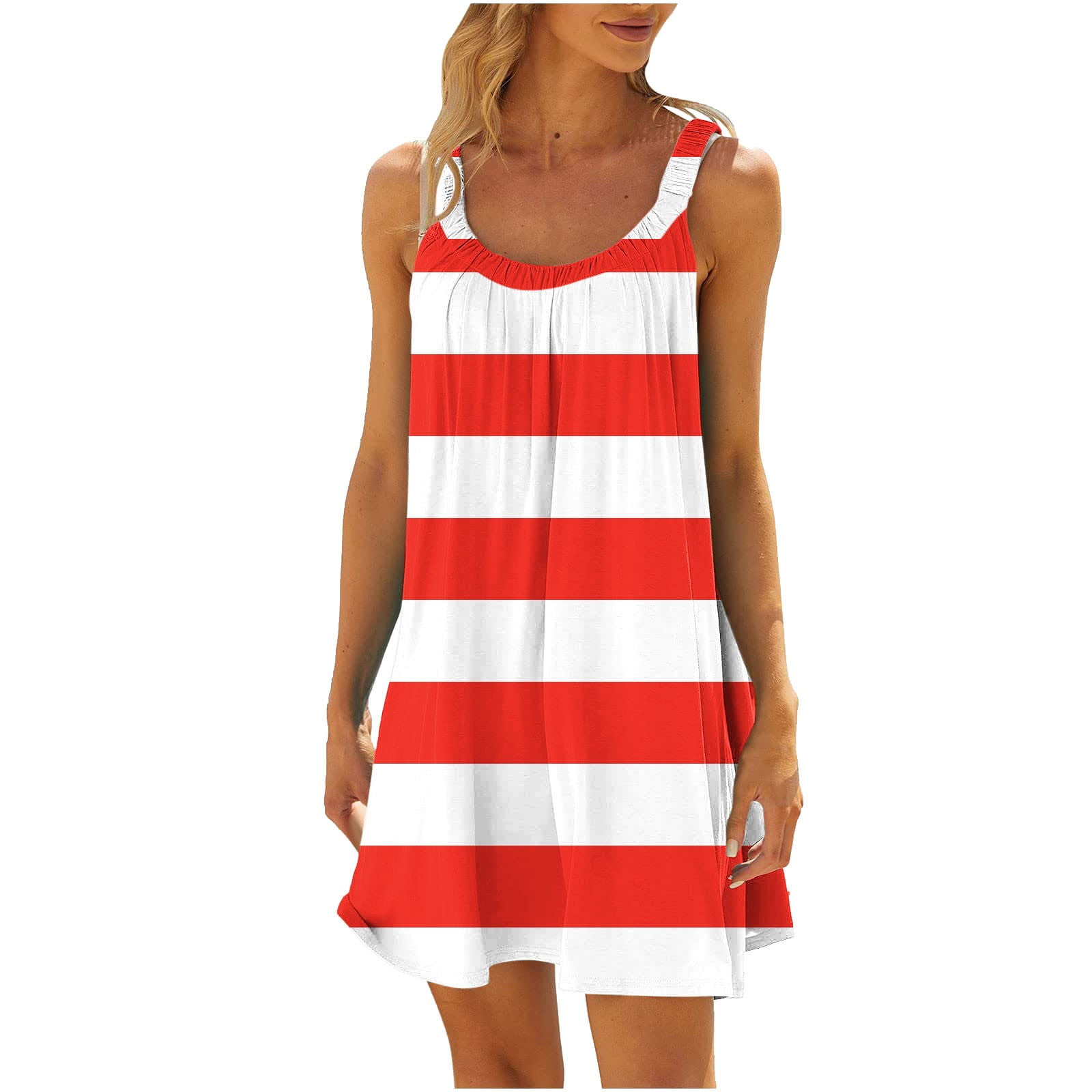 Women's Camouflage Muscle Tank Top – Comfy Sleeveless Vest With Striped Stitching (Red, Size M)