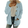 thumbnail image 1 of VEKDONE Sherpa Sweaters Coats for Women Fall Winter Fleece Jacket with Pockets Long Sleeve Button Down Jackets Solid Fuzzy Coat Soft Comfy Jackets, 1 of 6