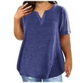 thumbnail image 1 of VEKDONE Short Sleeve Tops for Women Oversized Loose Fit Plus Size Blouse Summer Solid Color V-Neck Tunics Tops Teen Girl Casual Soft Comfy T Shirts Clearance Sale, 1 of 6
