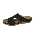 thumbnail image 1 of VEKDONE Slide Sandals for Women Women's Fashion Casual Summer New Hollow Flower Thick-Soled Slippers One-Line Wedge Heel Beach Sandals, 1 of 4