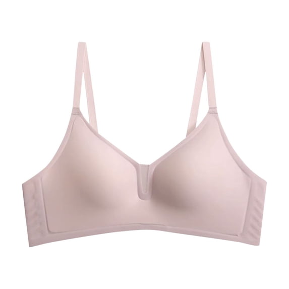 VEKDONE Solid Color Seamless Bra Sexy Bralettes Womens Wireless Balconette Bras Half Cups Double-Layered Soft Bralette Everyday Bra Pink Size M