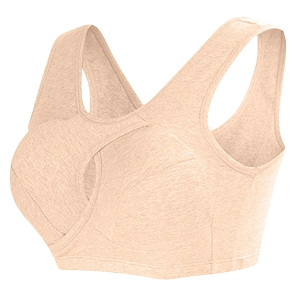 VEKDONE Sports Bras for Women Full Support Wireless Bras Soft Comfort Full Coverage Bra Bralette Supportive No Underwire Everyday Bra Beige Size L