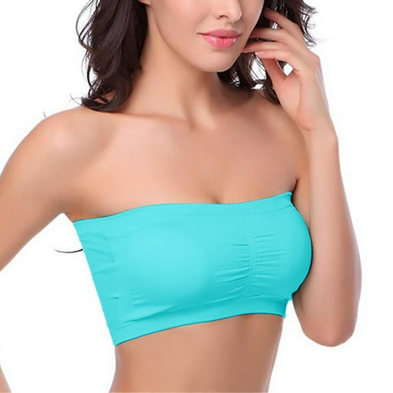VEKDONE Strapless Bra for Women Soft Comfort Wireless Bra Summer Bandeau Tube Top Bra Casual Everyday Underwear Polishing Bra with Padded