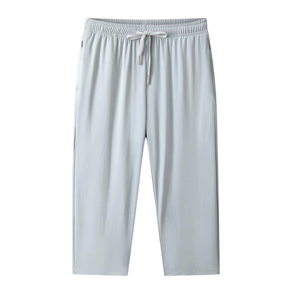 VEKDONE Summer Capri Pants for Women Plus Size Loose Fit Wide Leg Pants Solid Color Lounge Sweatpants with Zipper-Pockets Light Blue XXXXL