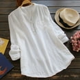 thumbnail image 1 of VEKDONE Summer Gatherings Women's Plus Size Long Sleeve Casual Cotton Linen Shirts 3/4 Sleeve Tees Shirt Blouse for Mama Summer Clearance Sale White,L, 1 of 5