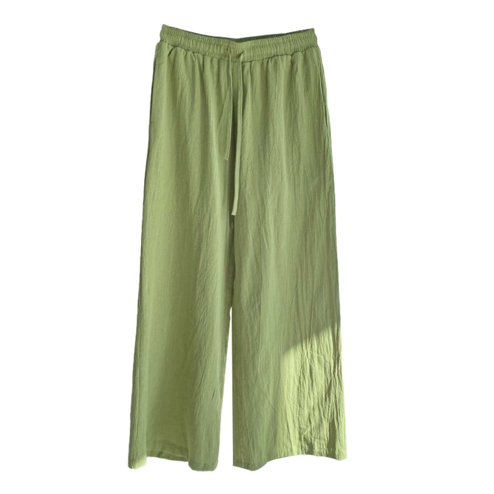 VEKDONE Summer Plus Size Wide Leg Pants for Women Cotton Linen Palazzo ...