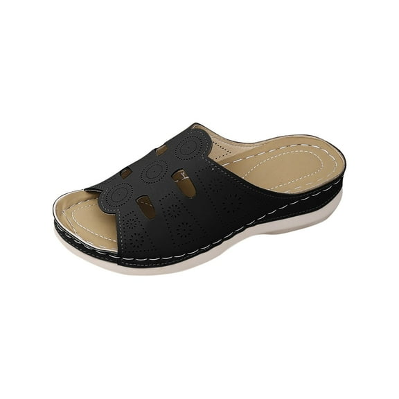 VEKDONE Summer Sandals for Women Women's Fashion Casual Summer New Large Size Flat Open Toe Casual Beach Wedge Slippers